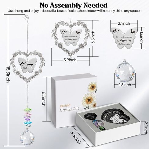 Retirement Gift Sun Catcher, Happy Retirement Gift for Women Men, Retirement 2025 Rainbow Maker for Coworker, Heart-Shaped Metal Wreath Design Ornament, Farewell Crystal Gift for Friends in Saudi Arabia
