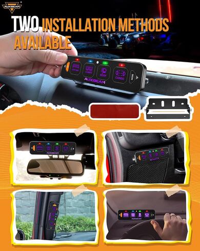 Auxbeam 4 Gang Slim Switch Panel RGB AS-R40 Toggle Momentary Pulsed Dimmable Backlight Multifunction Switch Panel with Memory Function for 12-24V Truck Offroad Car Marine Waterproof 2 Years Warranty in Saudi Arabia