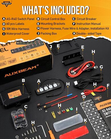 Auxbeam 4 Gang Slim Switch Panel RGB AS-R40 Toggle Momentary Pulsed Dimmable Backlight Multifunction Switch Panel with Memory Function for 12-24V Truck Offroad Car Marine Waterproof 2 Years Warranty in Saudi Arabia