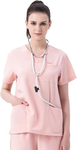 Scrub Healthcare Tops for Women, V-Neck, Four-Way Soft Stretch, Women's Medical Scrub Shirt with 4 Pockets, Easy Care in Saudi Arabia