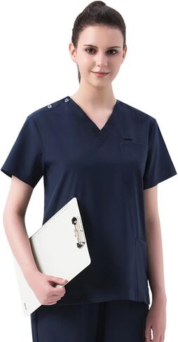 Scrub Healthcare Tops for Women, V-Neck, Four-Way Soft Stretch, Women's Medical Scrub Shirt with 4 Pockets, Easy Care in Saudi Arabia