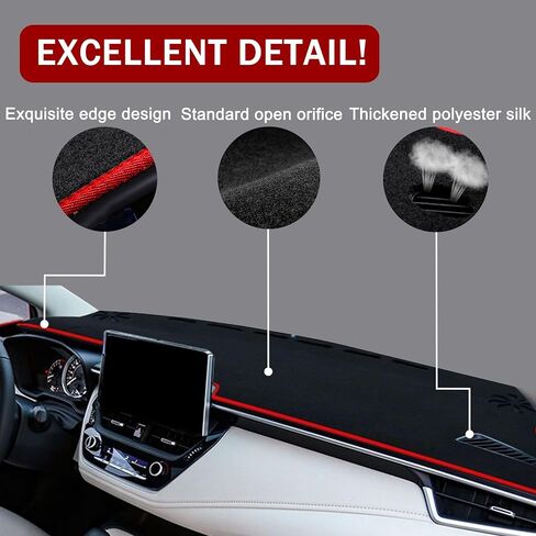 SENSHINE for Toyota Corolla Accessories 2019-2022 2023 2024 2025 Dashboard Cover Center Console Dash Mat Carpet Protector Sunshield Custom Fit, Red Trim in Saudi Arabia