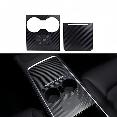 Center Console Wrap Wooden for Tesla Model 3/Y 2021-2025 ، غطاء وحدة التحكم لإكسسوارات ديكور Tesla الداخلية (ليس لـ M3 Highland/My Juniper) in Kuwait