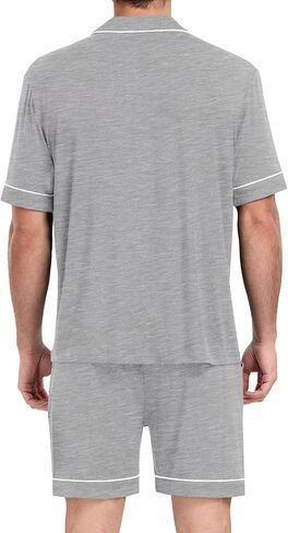 Mens Pajamas مجموعة قصيرة الأكمام زر النوم لأسفل صالة الملابس مجموعة ناعمة Modal 2pcs PJ مجموعة مع جيوب S-3XL in Kuwait
