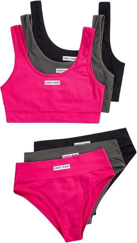 Women's 3 Pack Lingerie Sets Letter Wireless Bralettes No Show Bra and Panty Comfy Nightwear Matching Underwear Sets in Kuwait