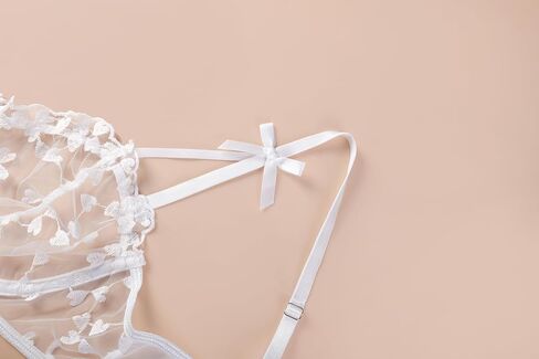 Sexy Underwire Cute Push Up Strappy Embroidered Mesh Sheer Lingerie Set See Through Panty Bra in Kuwait