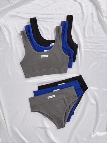 Women's 3 Pack Lingerie Sets Letter Wireless Bralettes No Show Bra and Panty Comfy Nightwear Matching Underwear Sets in Kuwait