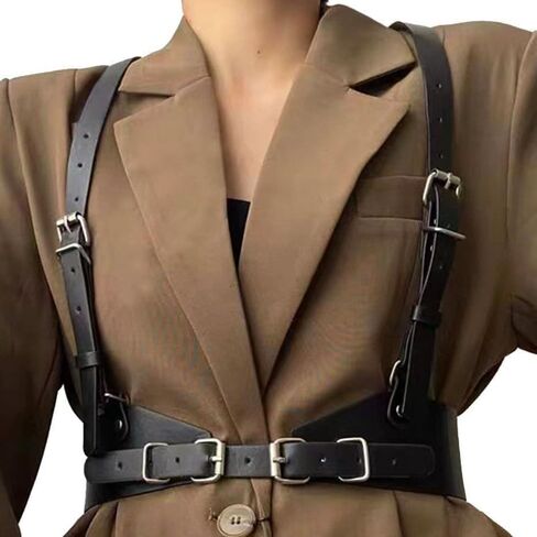 CLOACE Punk Waist Belt Gothic Black Leather Wide Waist Belts Elastic Cosplay Halloween Body Chain Accessory for Women in Saudi Arabia