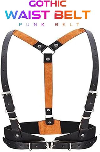 CLOACE Punk Waist Belt Gothic Black Leather Wide Waist Belts Elastic Cosplay Halloween Body Chain Accessory for Women in Saudi Arabia