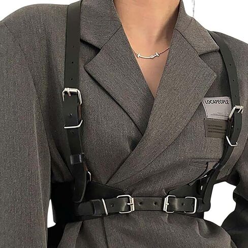 CLOACE Punk Waist Belt Gothic Black Leather Wide Waist Belts Elastic Cosplay Halloween Body Chain Accessory for Women in Saudi Arabia