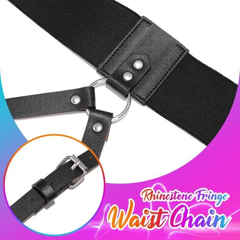 CLOACE Punk Waist Belt Gothic Black Leather Wide Waist Belts Elastic Cosplay Halloween Body Chain Accessory for Women in Saudi Arabia