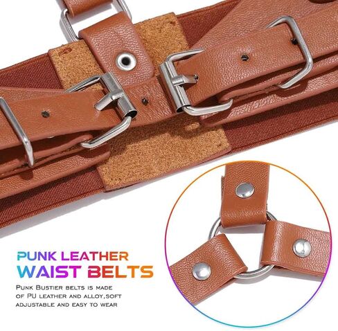 Cloace Punk Weist Belt Gothic Leather Leather Wide Wide Belts Cosplay Cosplay Halloween Caugh in Kuwait