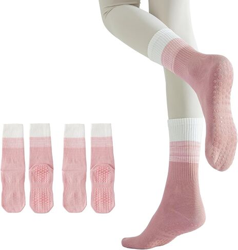 GUUNIEE Pilates & Yoga Socks for Women with Non-Slip Grip for Barre, Ballet,Hospital & Barefoot Workout 2/4 Pairs Breathable in Saudi Arabia