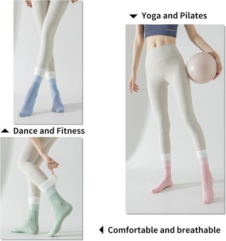 GUUNIEE Pilates & Yoga Socks for Women with Non-Slip Grip for Barre, Ballet,Hospital & Barefoot Workout 2/4 Pairs Breathable in Saudi Arabia