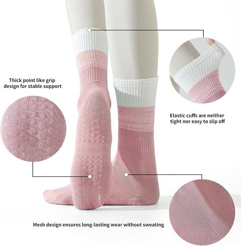 GUUNIEE Pilates & Yoga Socks for Women with Non-Slip Grip for Barre, Ballet,Hospital & Barefoot Workout 2/4 Pairs Breathable in Saudi Arabia