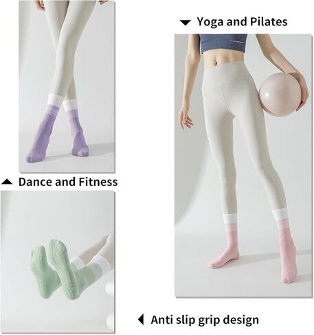 GUUNIEE Pilates & Yoga Socks for Women with Non-Slip Grip for Barre, Ballet,Hospital & Barefoot Workout 2/4 Pairs Breathable in Saudi Arabia