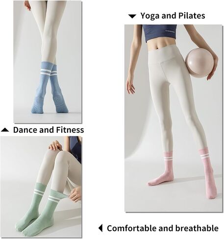GUUNIEE Pilates & Yoga Socks for Women with Non-Slip Grip for Barre, Ballet,Hospital & Barefoot Workout 2/4 Pairs Breathable in Saudi Arabia
