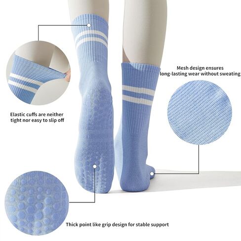 GUUNIEE Pilates & Yoga Socks for Women with Non-Slip Grip for Barre, Ballet,Hospital & Barefoot Workout 2/4 Pairs Breathable in Saudi Arabia