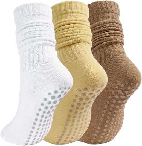 Grip Pilates Socks for Women, Non Slip Yoga Slouch Socks with Gripper, Long Tall Scrunch Sock for Ballet Hospital in Saudi Arabia