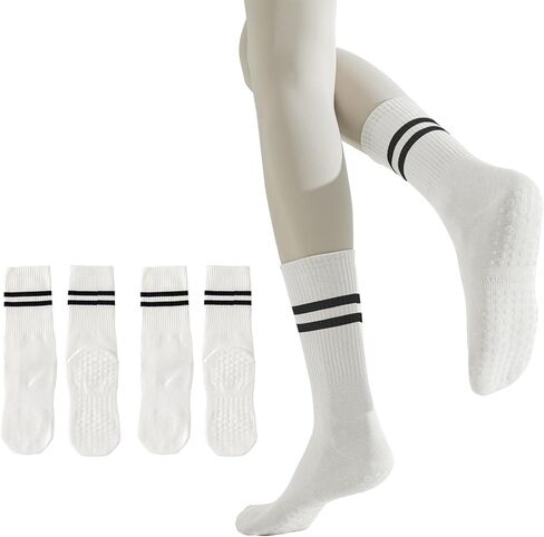 GUUNIEE Pilates & Yoga Socks for Women with Non-Slip Grip for Barre, Ballet,Hospital & Barefoot Workout 2/4 Pairs Breathable in Kuwait