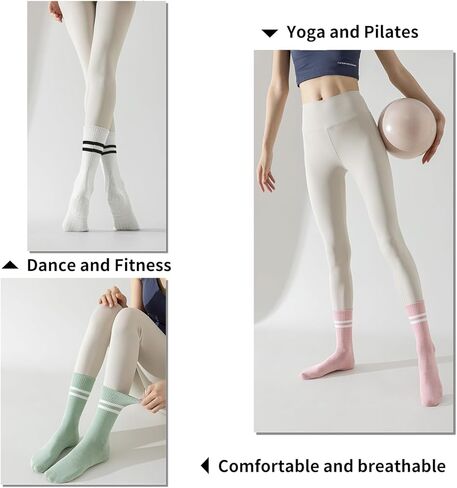 GUUNIEE Pilates & Yoga Socks for Women with Non-Slip Grip for Barre, Ballet,Hospital & Barefoot Workout 2/4 Pairs Breathable in Kuwait