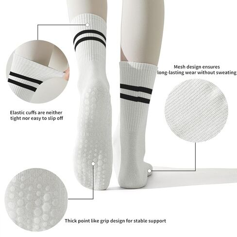 GUUNIEE Pilates & Yoga Socks for Women with Non-Slip Grip for Barre, Ballet,Hospital & Barefoot Workout 2/4 Pairs Breathable in Kuwait