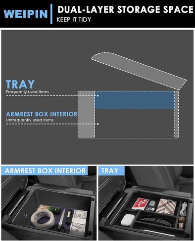 for Center Console Organizer Tray Coin Box Non-Dropping Design Compatible with 2019-2026 Silverado&Sierra 1500& 2020-2026 Silverado&Sierra 2500HD 3500HD (Split-Bench Folding Seat) ABS Materials in Kuwait