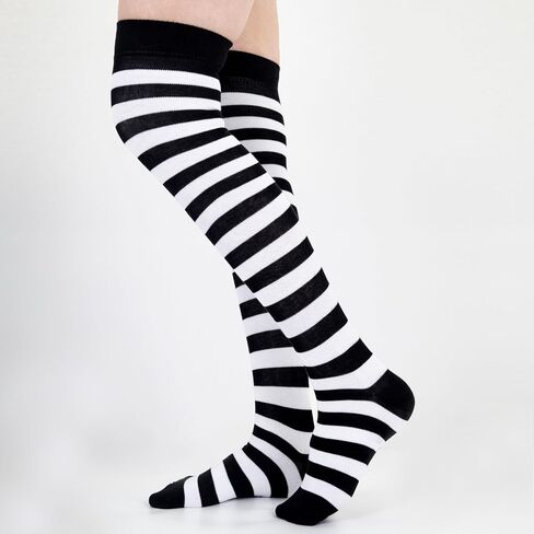 Mysocks للجنسين على الجوارب الركبة | تصميم الشريط | تمشيط القطن | ارتباط ارتباط اليد | ناعم اللاتكس الفرقة in Kuwait