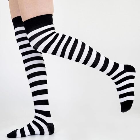 Mysocks للجنسين على الجوارب الركبة | تصميم الشريط | تمشيط القطن | ارتباط ارتباط اليد | ناعم اللاتكس الفرقة in Kuwait