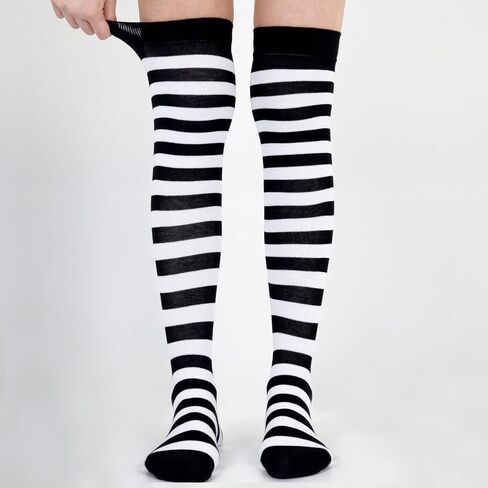 Mysocks للجنسين على الجوارب الركبة | تصميم الشريط | تمشيط القطن | ارتباط ارتباط اليد | ناعم اللاتكس الفرقة in Kuwait