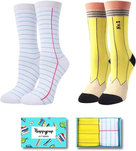 Crazy Socks for Women Teen - Silly Wacky Socks 2 Pack, Book Lover Reading Funny Gifts for Teen Girls in Kuwait