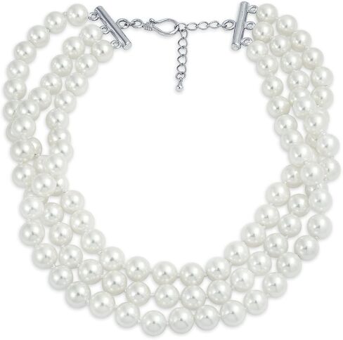 Bridal Hand Knotted 3 Row Wide Grey Pink White Simulated Pearl Strand Choker Collar Necklace For Women Teen Prom Wedding in Saudi Arabia