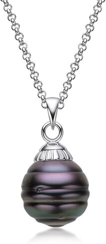Black Pearl Pendant Necklace Tahitian South Sea Cultured Baroque Pearls Necklaces with 18" Sterling Silver Chain Jewelry Gifts for Women in Saudi Arabia