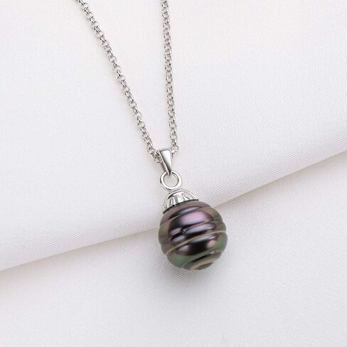 Black Pearl Pendant Necklace Tahitian South Sea Cultured Baroque Pearls Necklaces with 18" Sterling Silver Chain Jewelry Gifts for Women in Saudi Arabia