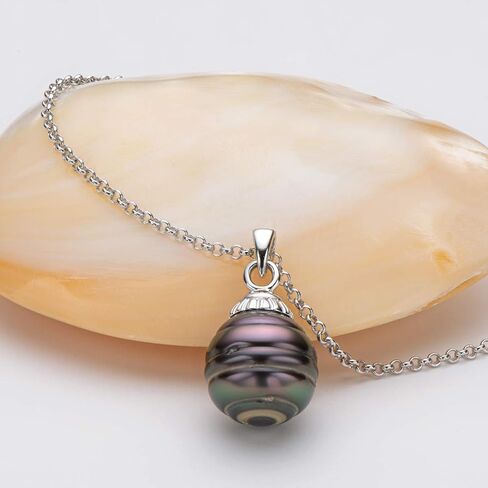 Black Pearl Pendant Necklace Tahitian South Sea Cultured Baroque Pearls Necklaces with 18" Sterling Silver Chain Jewelry Gifts for Women in Saudi Arabia
