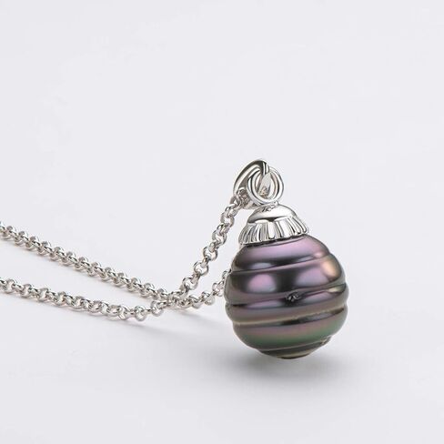 Black Pearl Pendant Necklace Tahitian South Sea Cultured Baroque Pearls Necklaces with 18" Sterling Silver Chain Jewelry Gifts for Women in Saudi Arabia