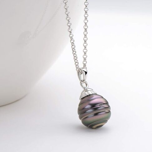 Black Pearl Pendant Necklace Tahitian South Sea Cultured Baroque Pearls Necklaces with 18" Sterling Silver Chain Jewelry Gifts for Women in Saudi Arabia