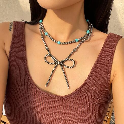قلادة قوس Navajo Pearl - المجوهرات الغربية للنساء ، أسلوب رعاة البقر الريفي ، قلادة لؤلؤة أنيقة ، مجوهرات غربية أنيقة للنساء in Kuwait
