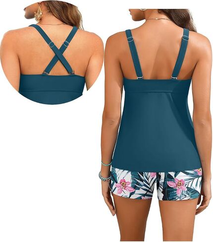 Aqua Eve Tankini Swimsuits for Women- Flowy Two Piece Bathing Suit with Shorts 2025 Tummy Control Swimwear in Saudi Arabia