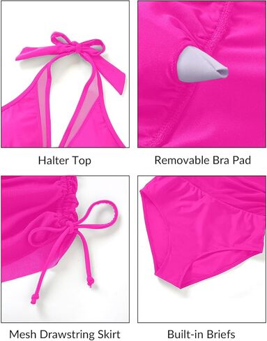بدلة السباحة Tankini للنساء - ثوب السباحة من قطعتين مع تنورة التحكم في البطن. in Kuwait