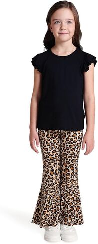 Girls' Clothing Sets Ruffle Short Sleeve Top with Bell Bottom Soft Summer 2 Piece Outfit in Saudi Arabia