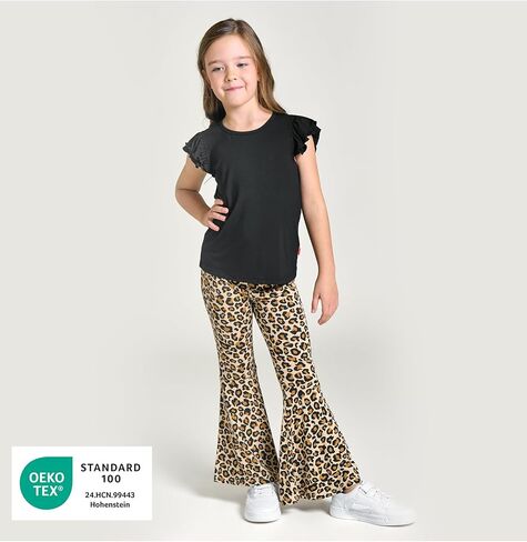 Girls' Clothing Sets Ruffle Short Sleeve Top with Bell Bottom Soft Summer 2 Piece Outfit in Saudi Arabia