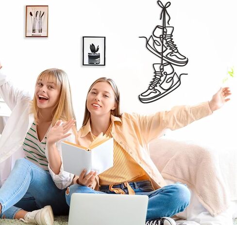Zzbakress Large Sneaker Metal Wall Decor Creative Room Decor for Teen Modern Metal Room Wall Art for Boys or Girls Unique Bedroom Wall art for Sneaker Lovers Funny ​Graduation Gifts (Black) in Saudi Arabia