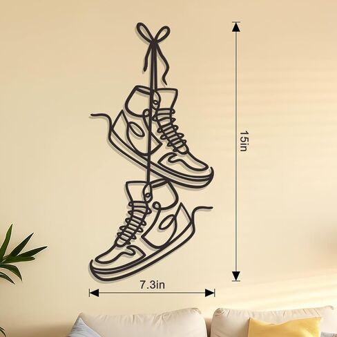 Zzbakress Large Sneaker Metal Wall Decor Creative Room Decor for Teen Modern Metal Room Wall Art for Boys or Girls Unique Bedroom Wall art for Sneaker Lovers Funny ​Graduation Gifts (Black) in Saudi Arabia