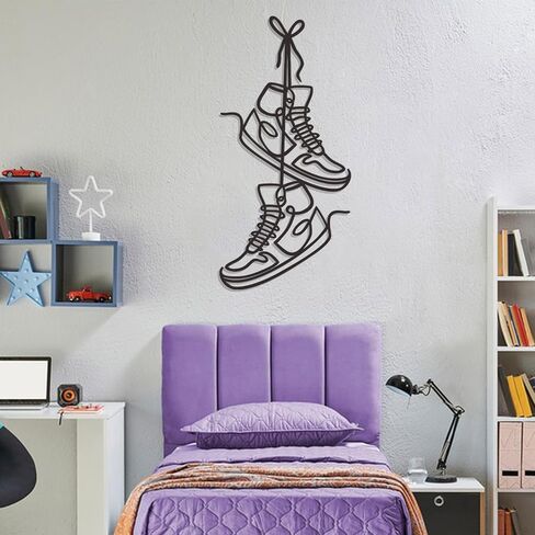 Zzbakress Large Sneaker Metal Wall Decor Creative Room Decor for Teen Modern Metal Room Wall Art for Boys or Girls Unique Bedroom Wall art for Sneaker Lovers Funny ​Graduation Gifts (Black) in Saudi Arabia