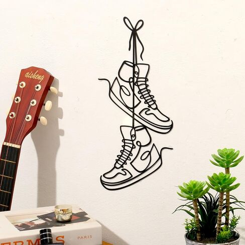 Zzbakress Large Sneaker Metal Wall Decor Creative Room Decor for Teen Modern Metal Room Wall Art for Boys or Girls Unique Bedroom Wall art for Sneaker Lovers Funny ​Graduation Gifts (Black) in Saudi Arabia