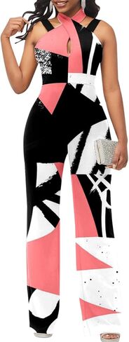 LightlyKiss Casual Summer Dressy Jumpsuits for Women Spaghetti Strap Wide Leg Split Long Pants Loose Fit Rompers in Saudi Arabia