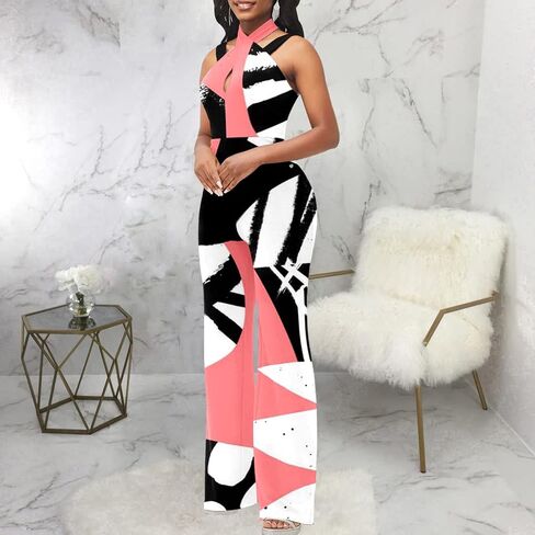 LightlyKiss Casual Summer Dressy Jumpsuits for Women Spaghetti Strap Wide Leg Split Long Pants Loose Fit Rompers in Saudi Arabia