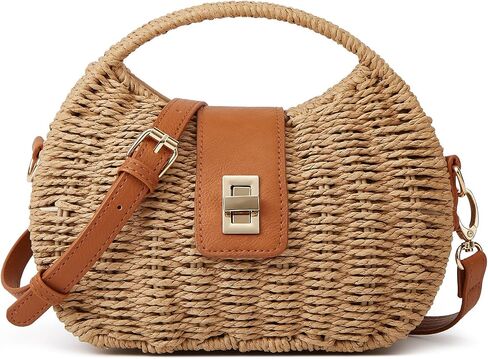 Casual Straw Beach Bags For Women Dumpling Bag Rattan Purses Summer Straw Crossbody Woven Handbag Purse Shoulder Bag Travel in Saudi Arabia
