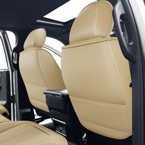 OASIS AUTO Custom Fit Seat Covers for 2009-2025 Ram 1500/2500/3500 Crew/Double/Super/Extended Cab, Faux Leather Seat Protector (Front Pair, Tan) in Kuwait